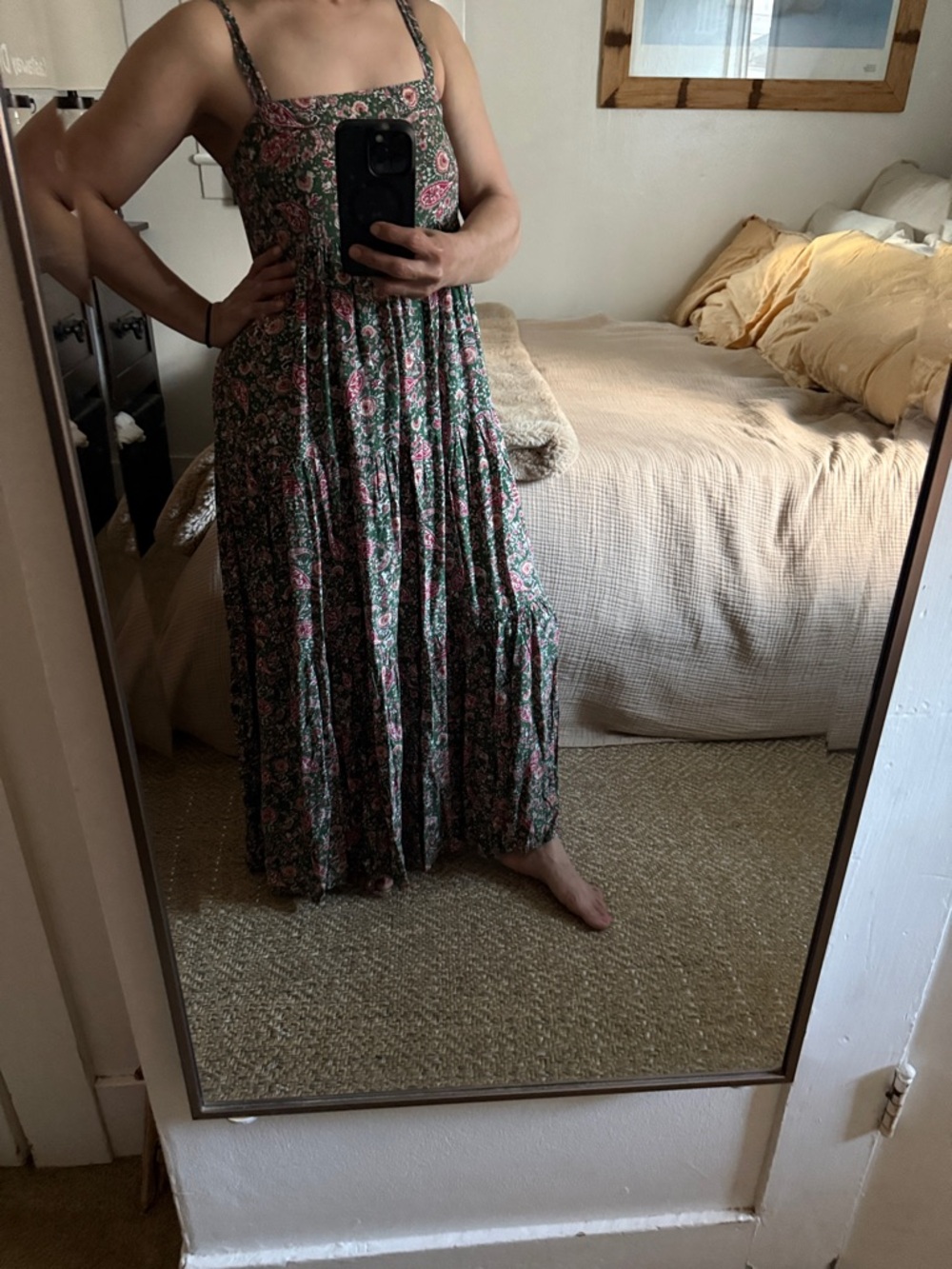 NATURAL LIFE Green and Pink Floral Dress Top